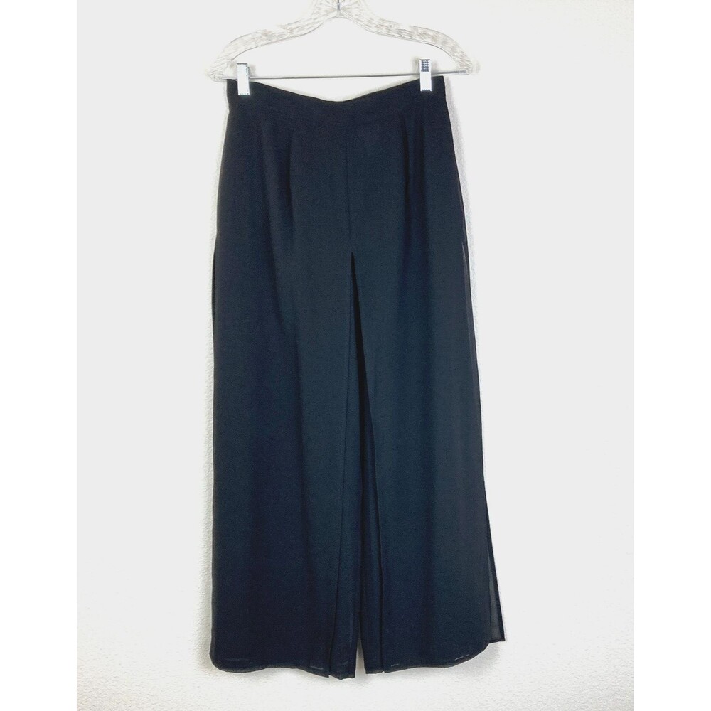 JBS LTD Women's Formal Dress Pants Size 6 Black Sheer Crepe Flowy Party Cocktail